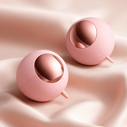 Close-up of pink Mini Lint Remover Balls in pair