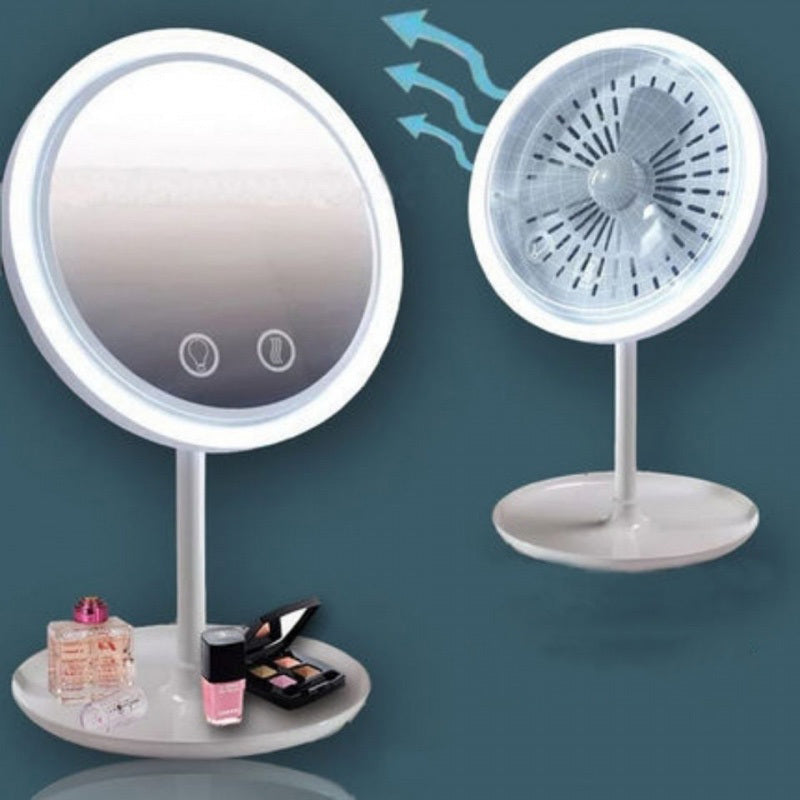 Fan LED Light Makeup Mirror – Cool Breeze & Adjustable LED