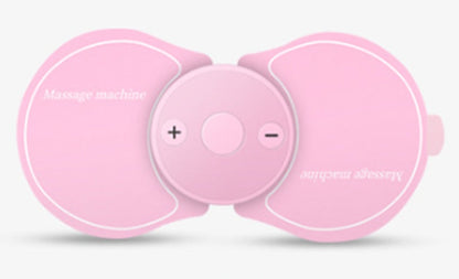 Light pink portable massage pad with central control buttons and dual soft gel wings.