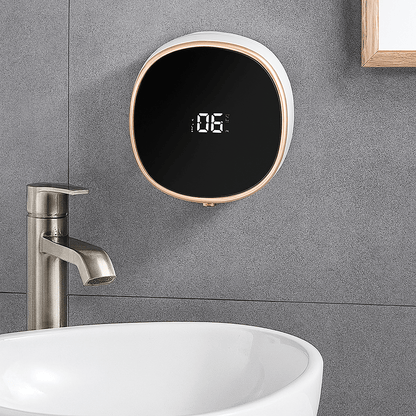 Smart Soap Dispenser mounted above bathroom sink