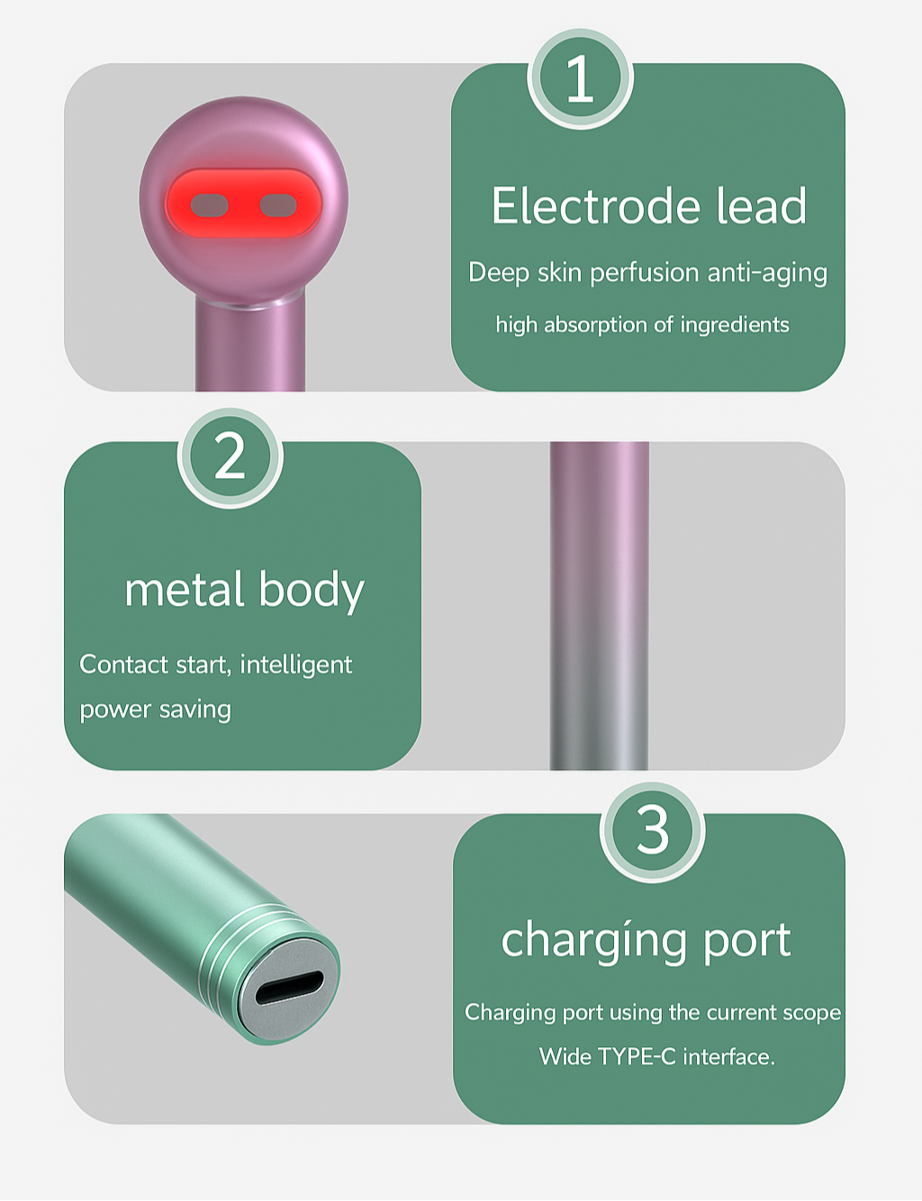 Heated LED Eye Wand in pink color for daily collagen-boosting routine