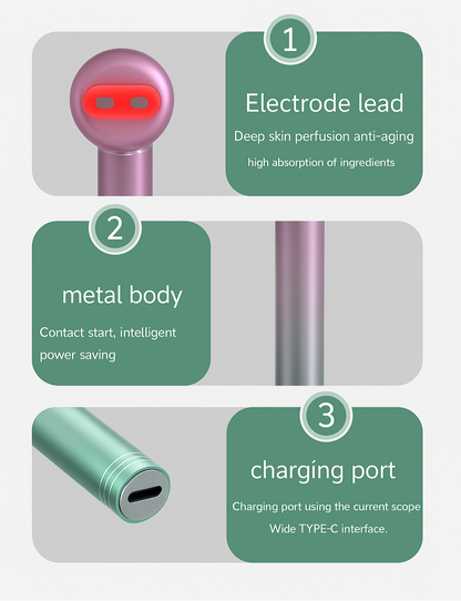 Heated LED Eye Wand in pink color for daily collagen-boosting routine