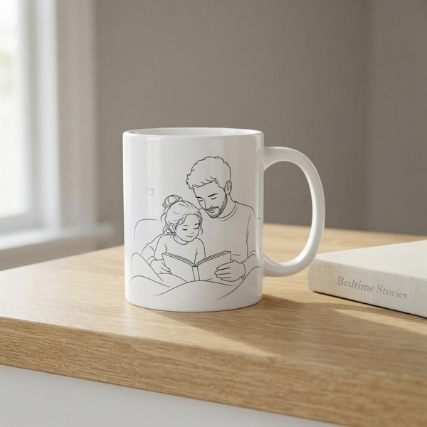 Father & Daughter Coffee Mug – Reading Together | Best Gift for Dad