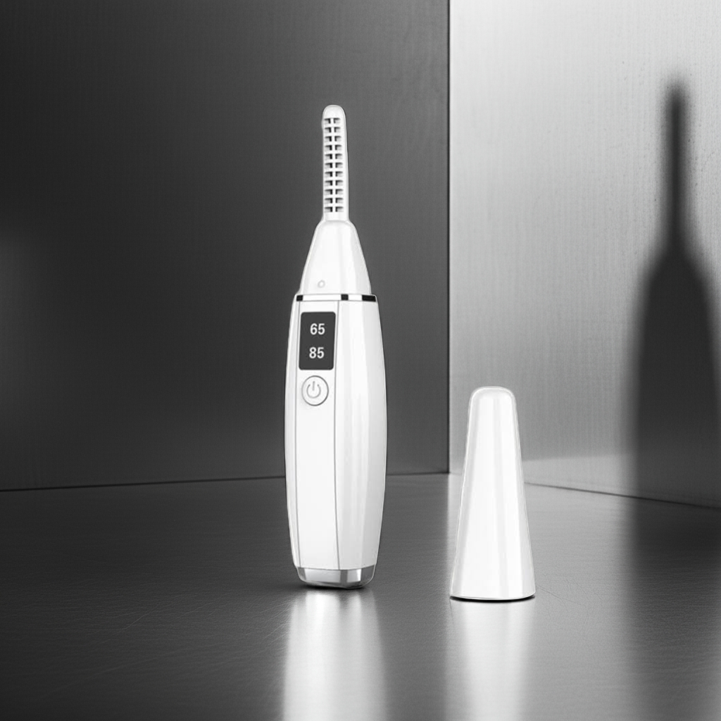 Heated eyelash curler in white