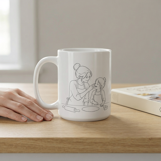 Mother & Daughter Coffee Mug – Baking Together | Best Gift for Mom