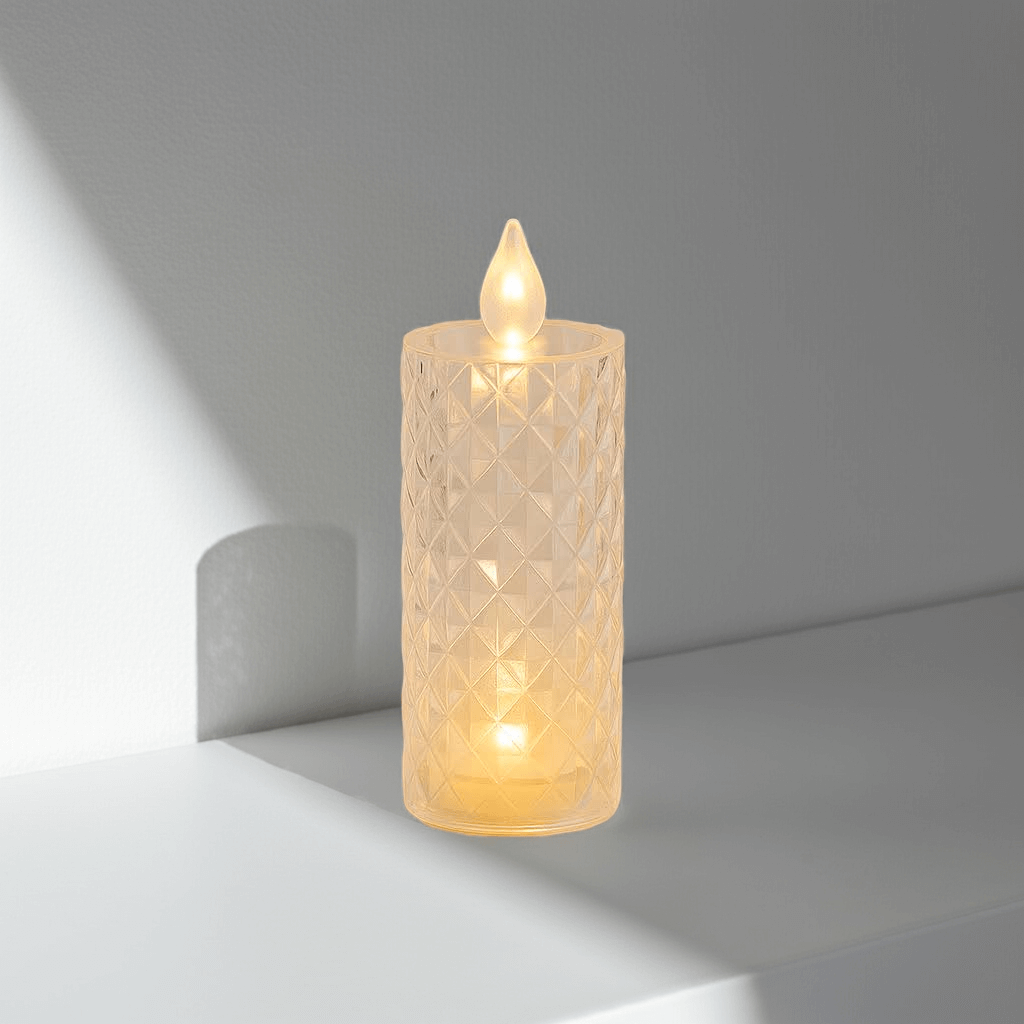 Rose Pattern LED Candle Light illuminating room with soft romantic lighting