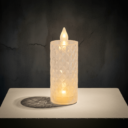 Rose Pattern LED Candle Light night view showing realistic candle flame