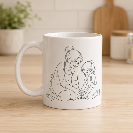 Grandmother & Granddaughter Coffee Mug – Gardening Together | Meaningful Gift for Grandma
