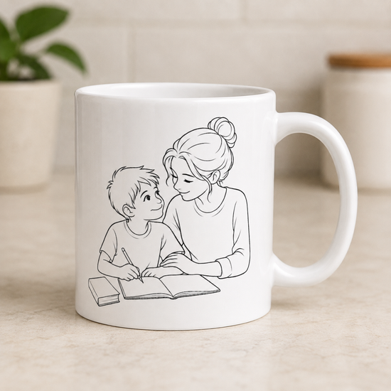 Mother & Son Coffee Mug – Homework Together | Meaningful Gift for Mom