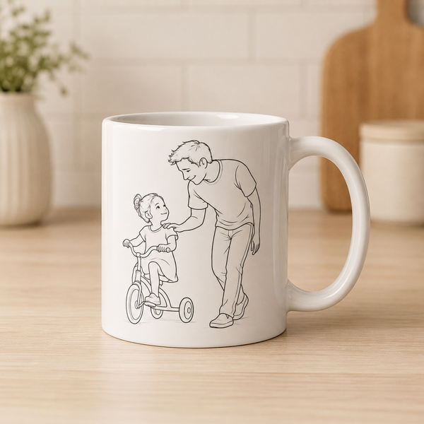 Father & Daughter Coffee Mug – Learning Together | Meaningful Gift for Dad