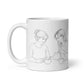 Mother & Daughter Coffee Mug featuring a heartwarming illustration of a mother and daughter enjoying tea together.